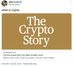 Matt Levine crypto story tweet